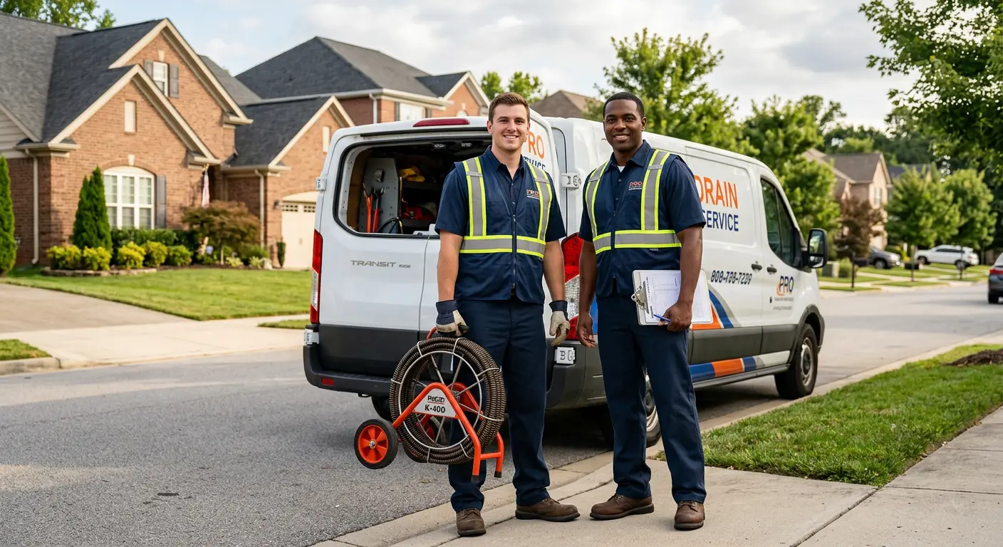 Sewer and drain service team with equipment ready for work in West Memphis